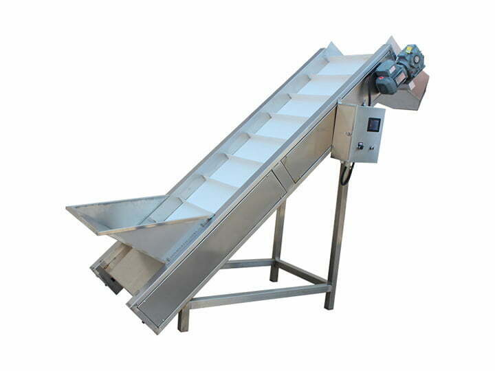Hoist conveyor for green pepper washing plant